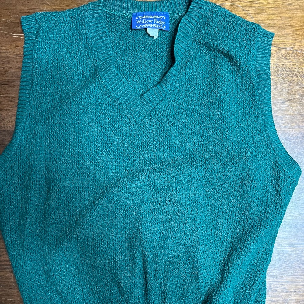 Vintage Willow Ridge Teal V-Neck Sweater Vest
